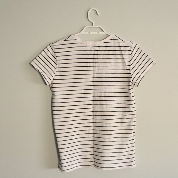 Brandy Melville Women's White Striped Crewneck Stretch T-Shirt Top - Picture 2 of 9